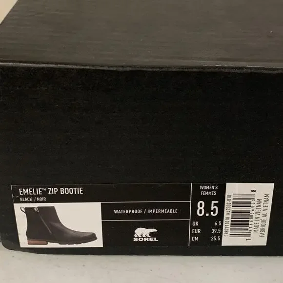 Sorel Women’s Size 8.5 Black Emelie Zip Waterproof Ankle Bootie Black NL… - Picture 9 of 9